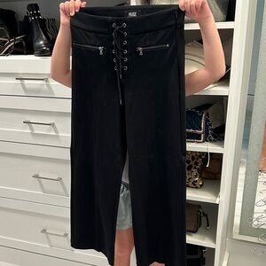 PAIGE Black Midi pant withLace-Up Detail